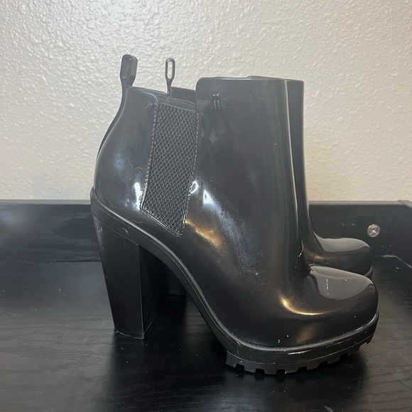 Melissa Shoes Melissa Soldier Ankle Heel Boots Black Rubber Size 7